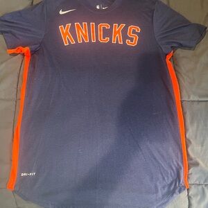 Nike Navy and Orange Knicks Dri-FIT Tee